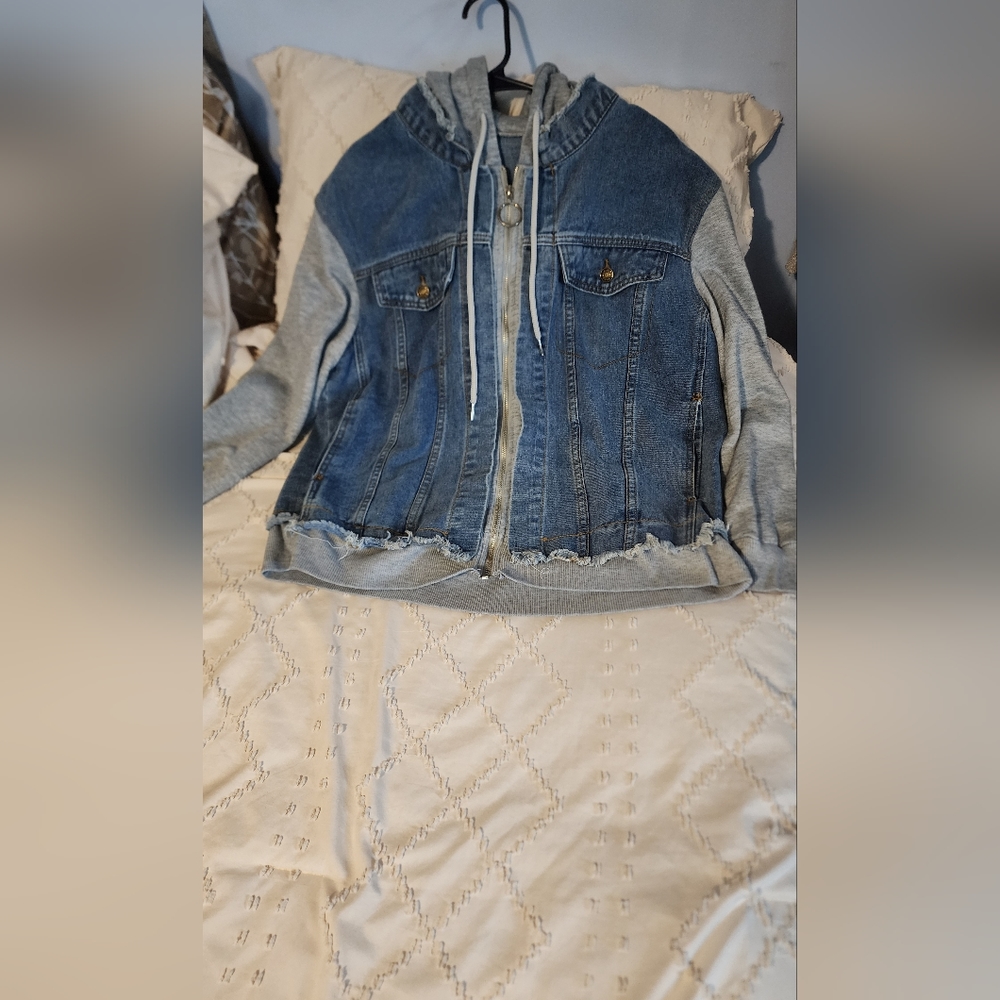 Distressed Hooded Jean Jacket